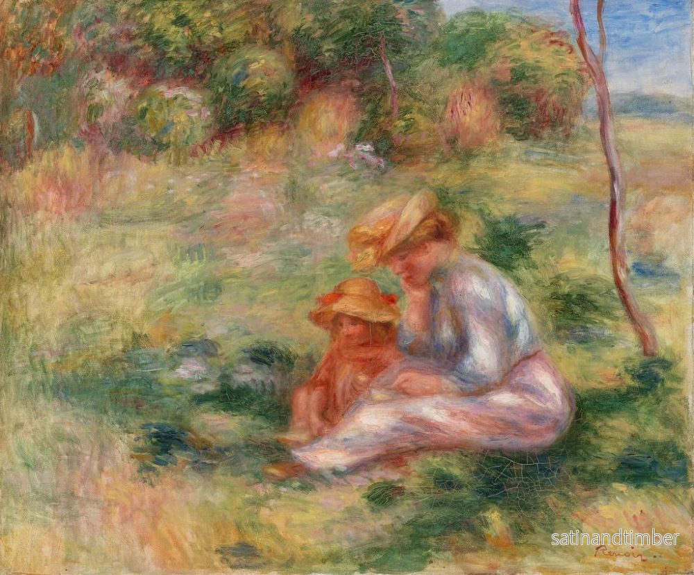 Reproduktion av målningen av kvinna och barn i gräset - Pierre-Auguste Renoir - Bild 2