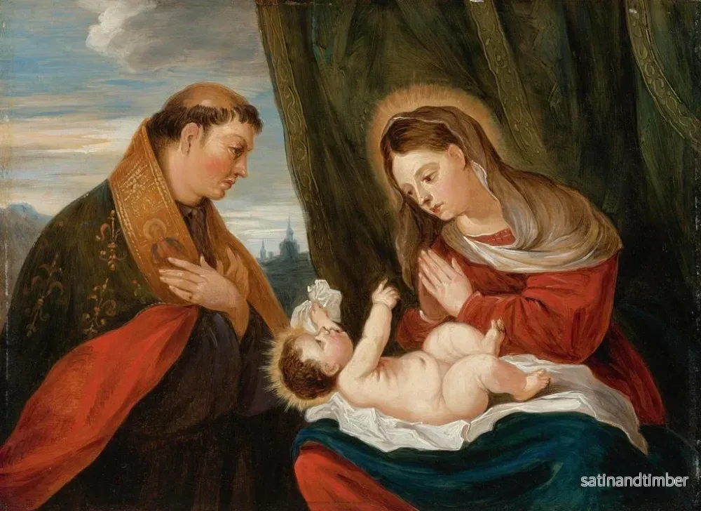 Reproduktion av målningen av den heliga barnet med helige Louis de Toulouse - David Teniers den yngre - Bild 2