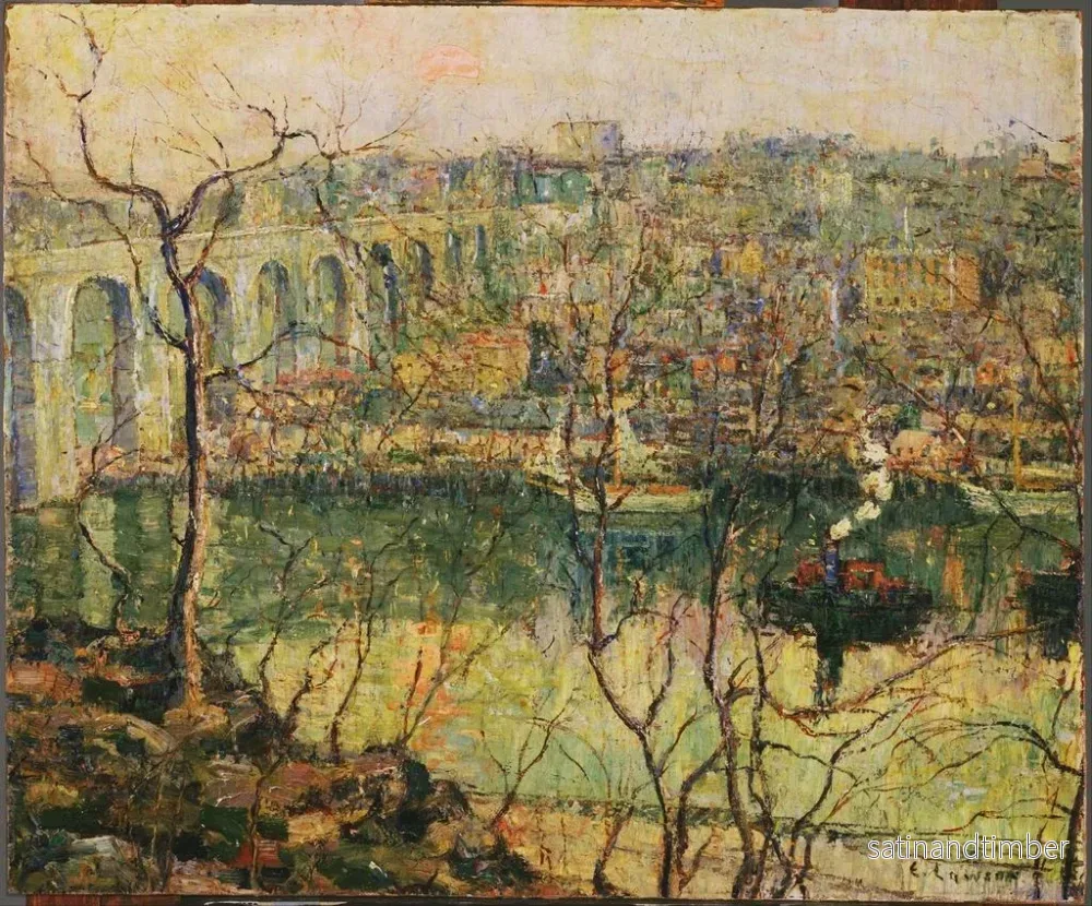 Reproduktion av målningen Pont högt under den stigande månen - Ernest Lawson - Bild 2