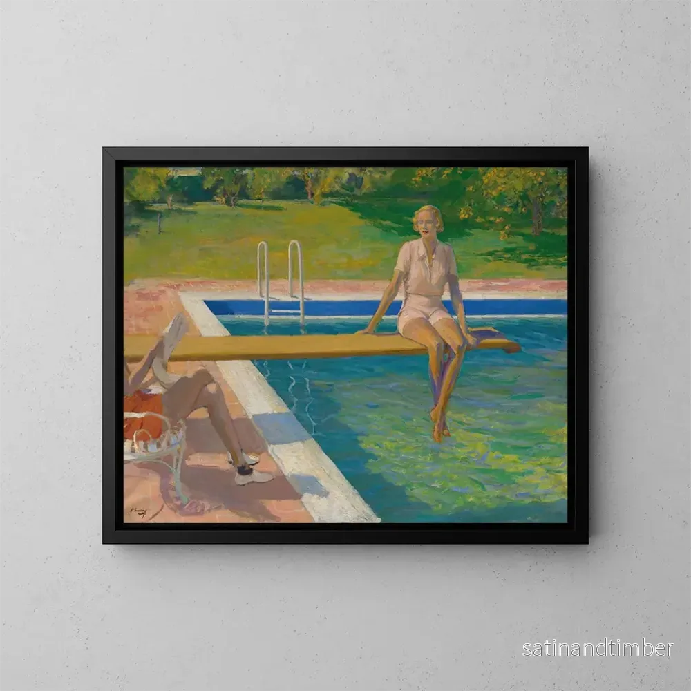 Reproduktion av målningen La vicomtesse de Castlerosse à Palm Springs - Sir John Lavery
