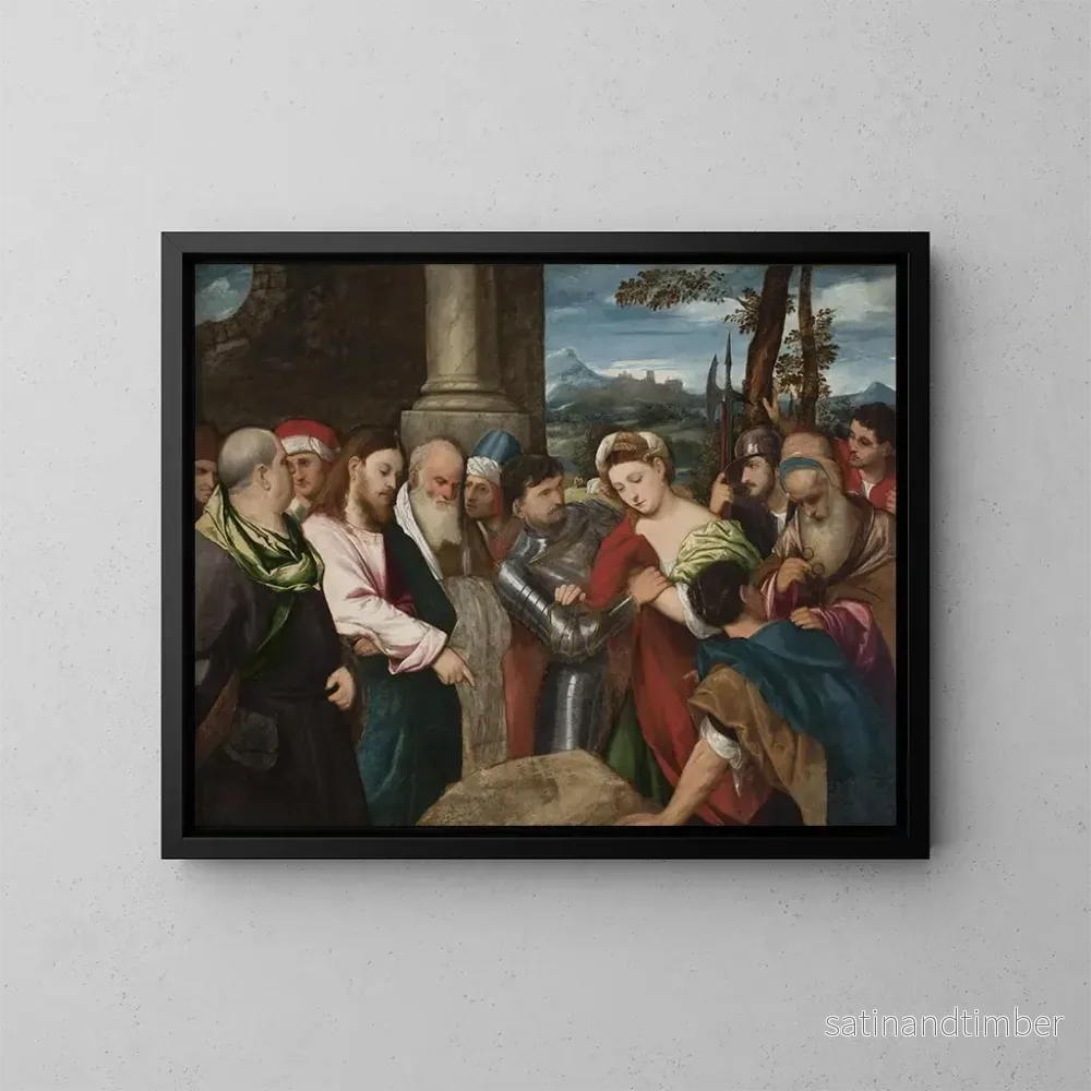 Reproduktion av målningen av Jesus och den adulteresska kvinnan - Bonifacio Veronese