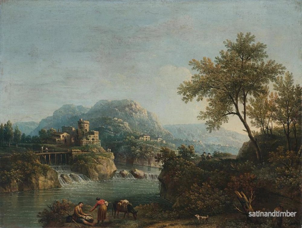 Reproduktion av målningen av flodlandskap med figurer och en åsna - Giovanni Battista Cimaroli - Bild 2