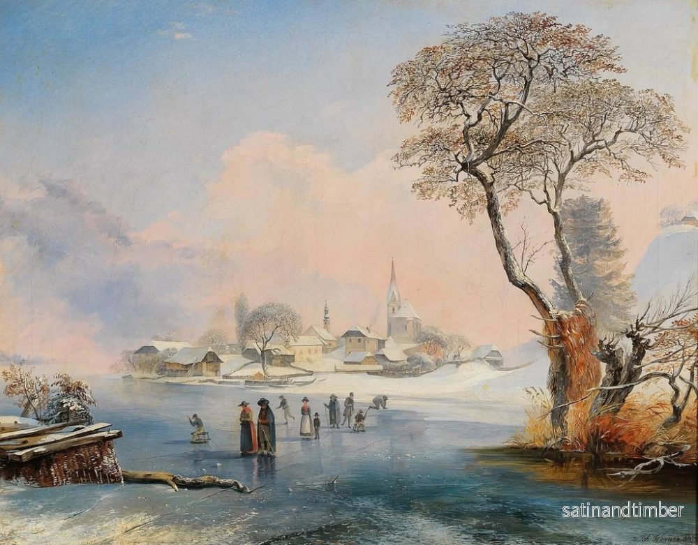 Reproduktion av målningen av isåkning vid Wörthersee - Johann Werner - Bild 2