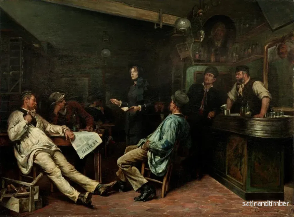Reproduktion av målningen L'Armée du Salut, Mademoiselle Booth som besöker en taverna i Paris - Gustaf Cederström - Bild 2