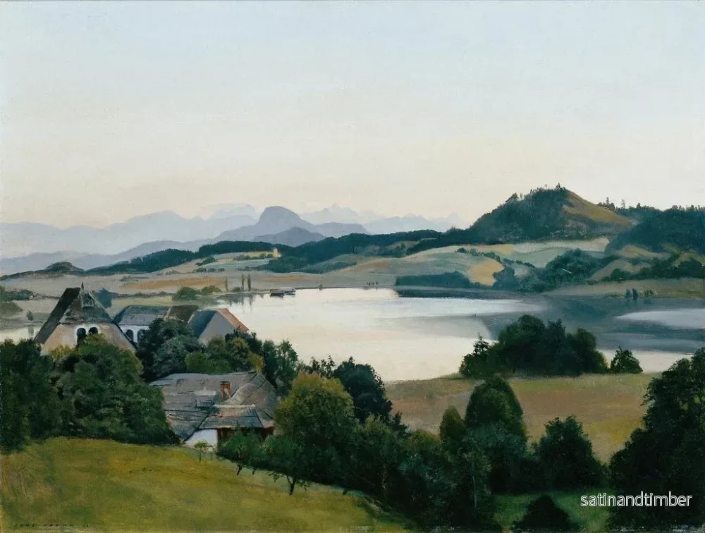 Reproduktion av målningen Landskap av Kärnten med Kraiger-sjön och Ulrichsberg - Hans Frank - Bild 2