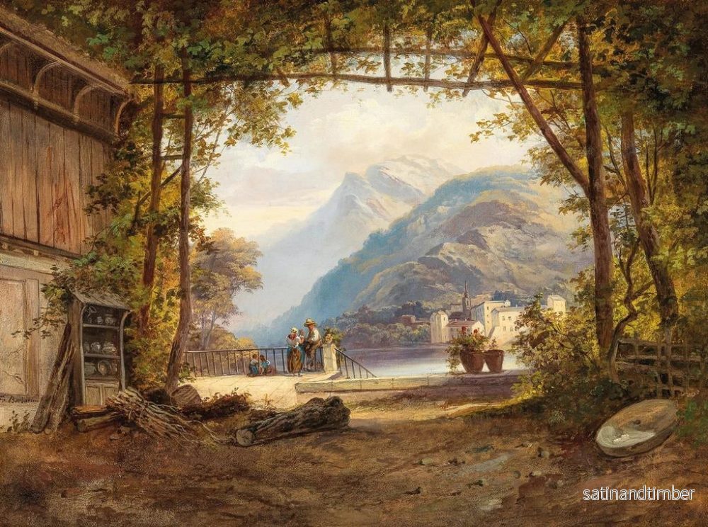 Reproduktion av målningen På en sjö i norra Italien - Franz Barbarini - Bild 2