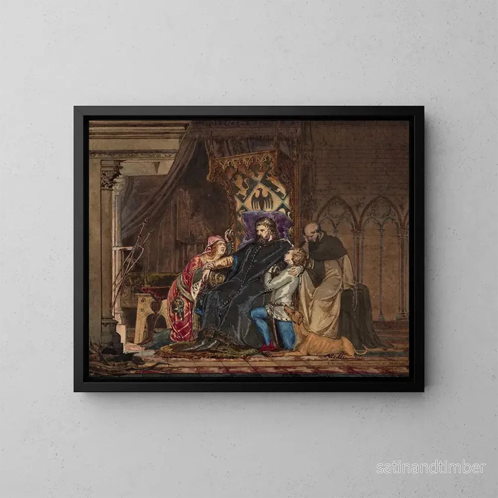Reproduktion av målningen Frédéric Barberousse lär sig om sin exkommunikation - Lawrence Alma-Tadema