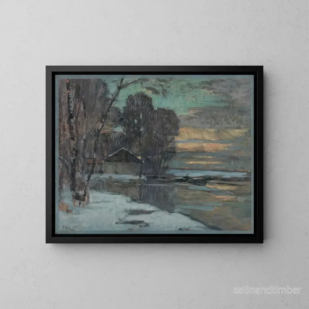 Reproduktion av målningen Canal de l'Ourcq en hiver - Jean Constant Pape