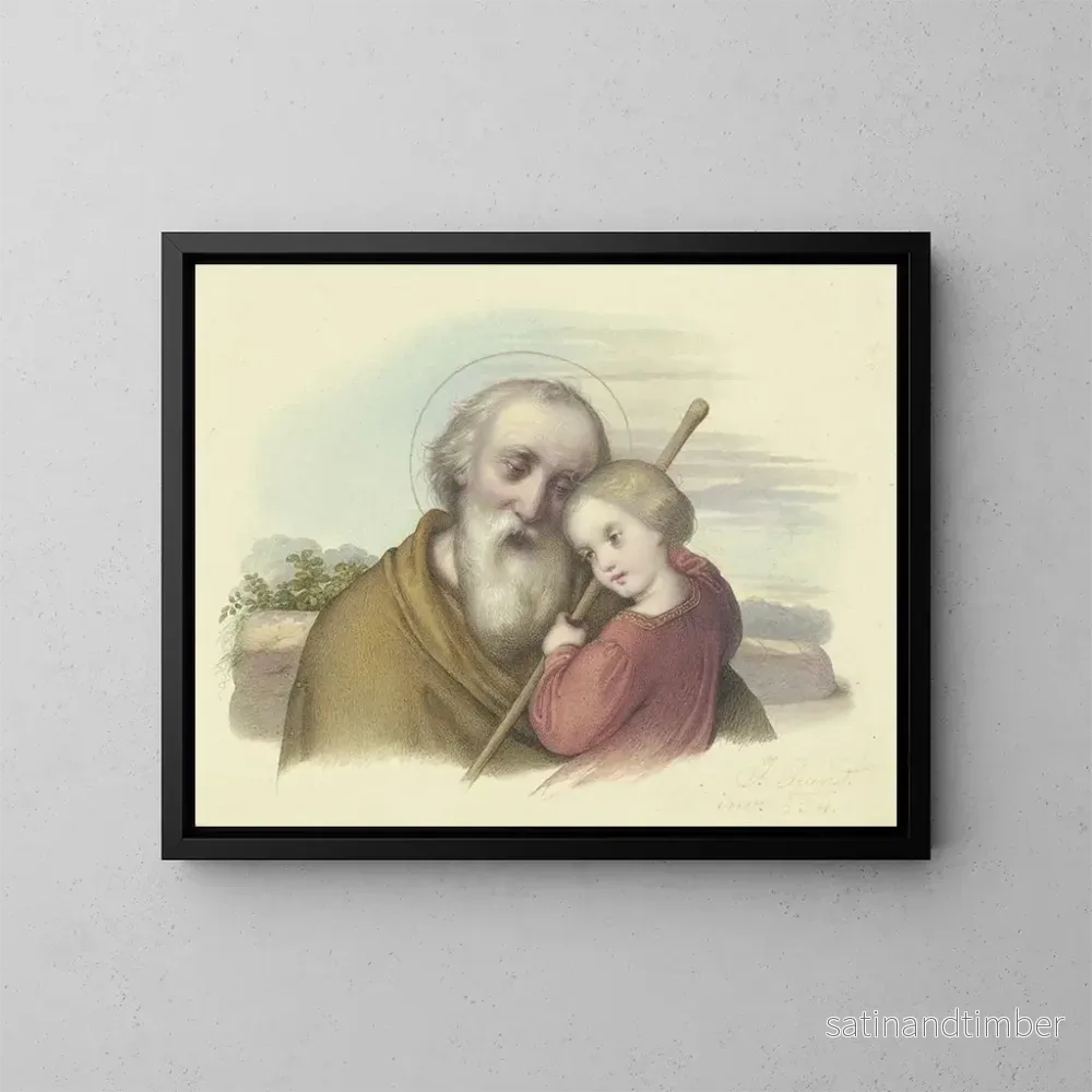 Reproduktion av målningen av Sankt Josef med Jesusbarnet – Johann Grund Reproduktion av målningen av Sankt Josef med Jesusbarnet – Johann Grund
