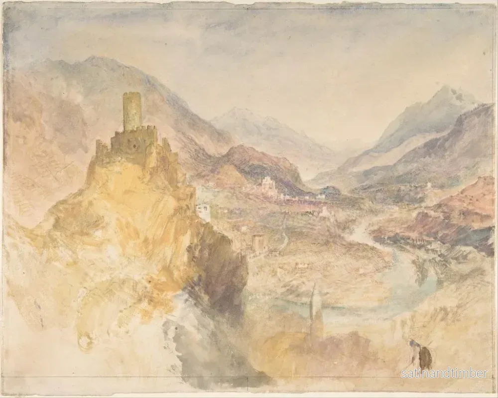 Reproduktion av målningen Le Val d'Aoste och Château d'Argent sedd uppifrån från Villeneuve - Joseph Mallord William Turner - Bild 2