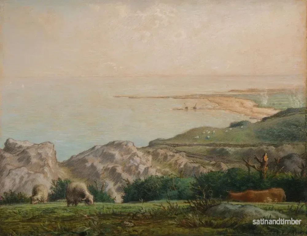 Reproduktion av målningen La Mer sett uppifrån klippkanten vid Landemer - Jean-François Millet - Bild 2