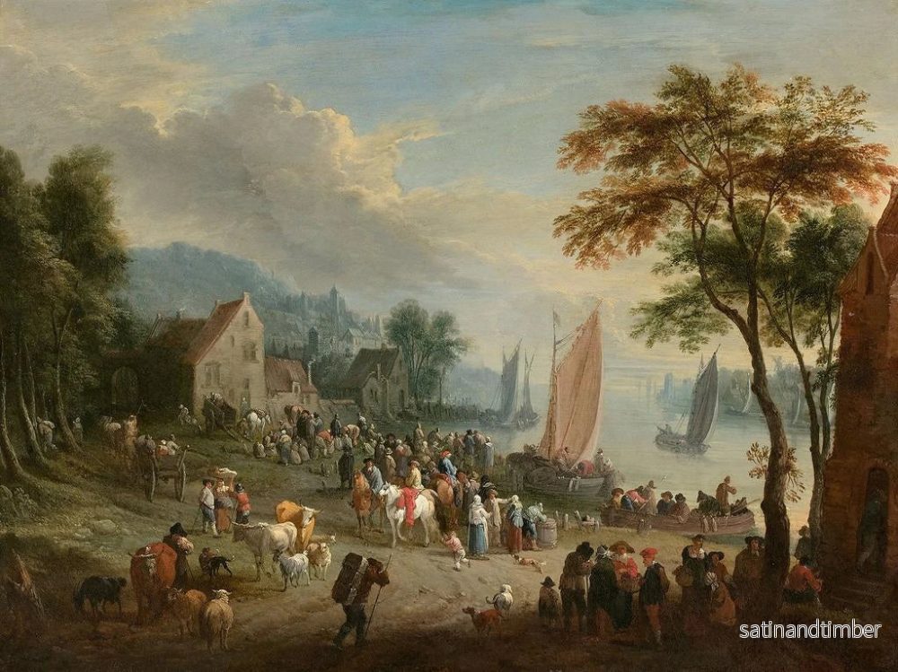 Reproduktion av målningen av en livlig landsbygdsscen vid en flod - Theobald Michau - Bild 2