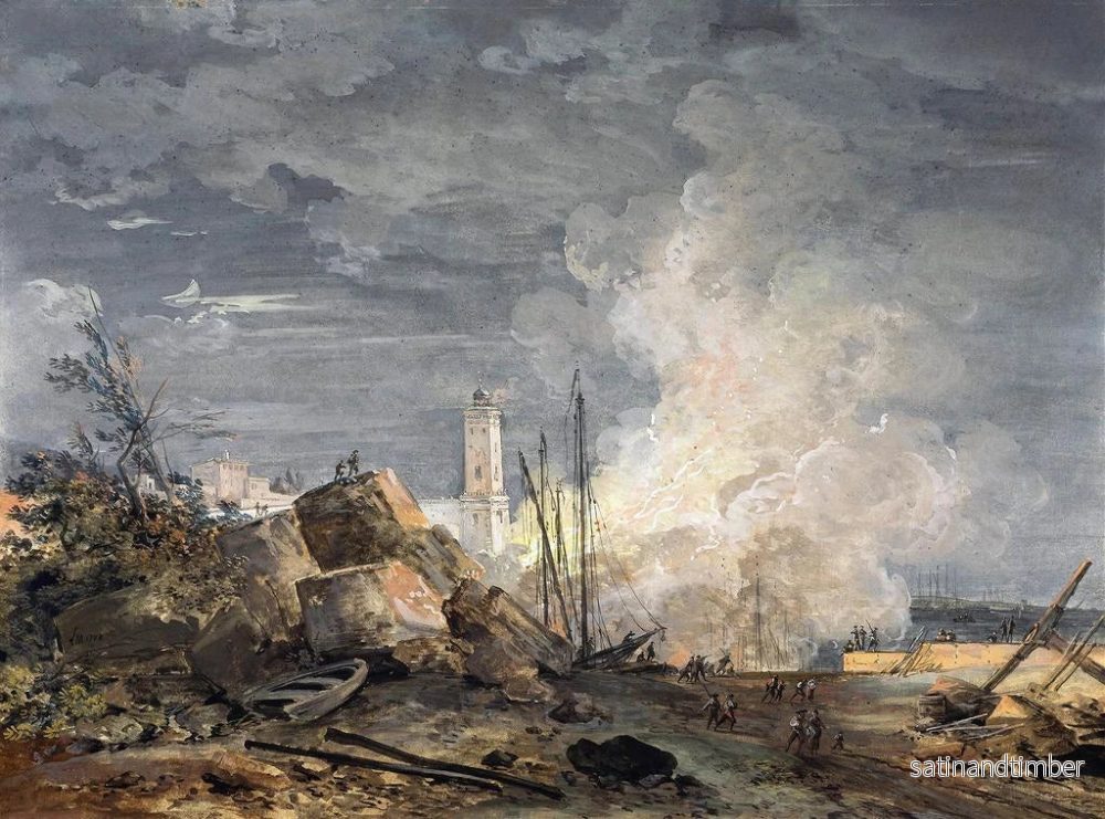 Reproduktion av målningen Brand i hamnen - Louis Gabriel Moreau - Bild 2