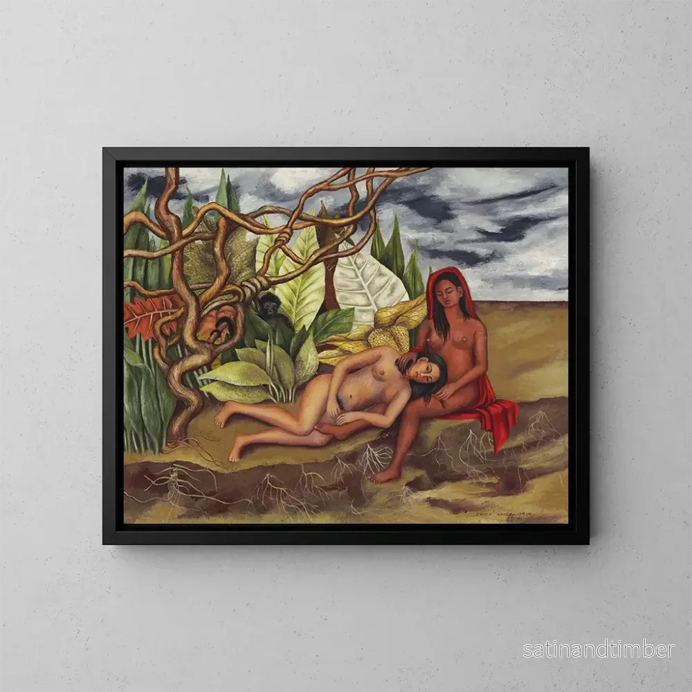 Reproduktion av målningen av två nakna i skogen - Jorden själv - Frida Kahlo