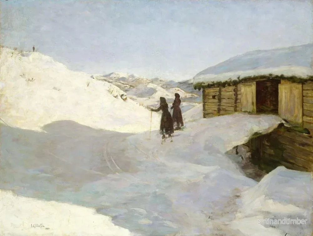 Reproduktion av målningen Vinter i Vgsli i Telemark - Jacob Glersen - Bild 2