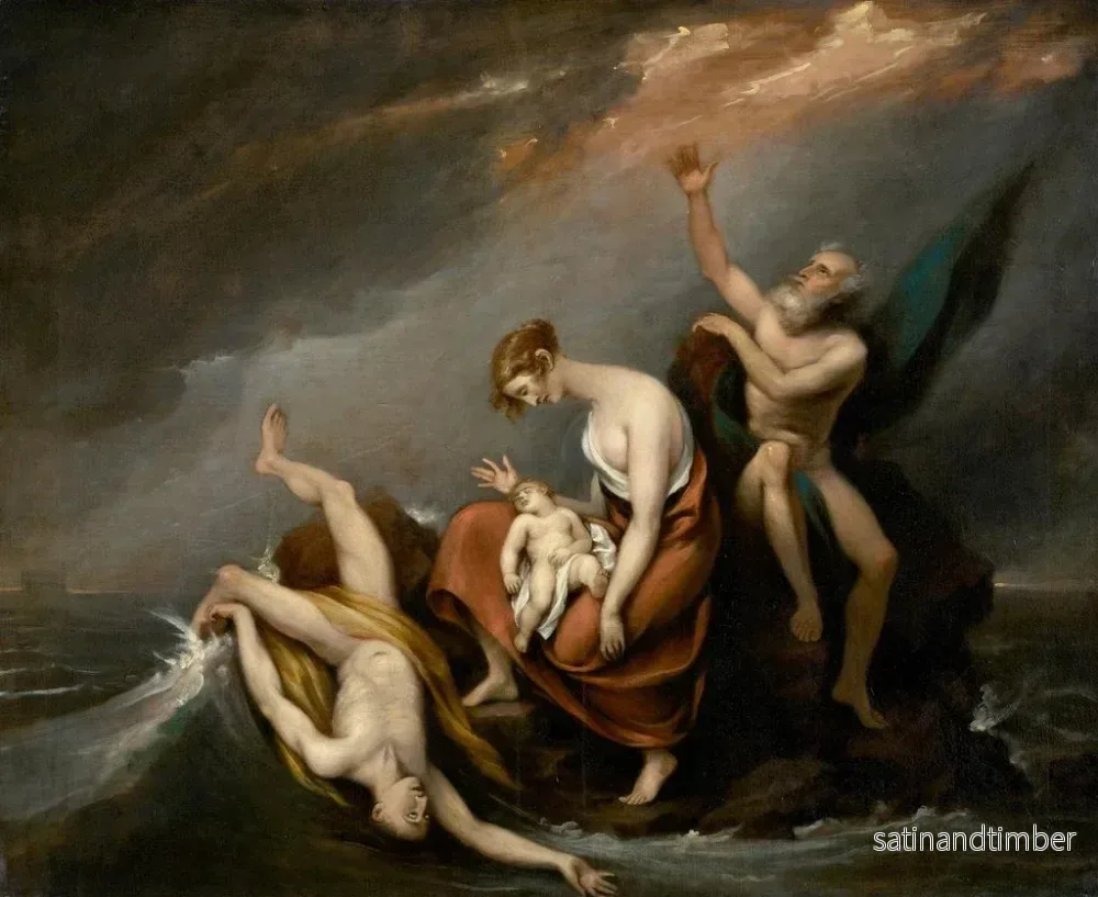Reproduktion av målningen La dernière famille qui périt dans le déluge Genèse 7424 - John Trumbull - Bild 2