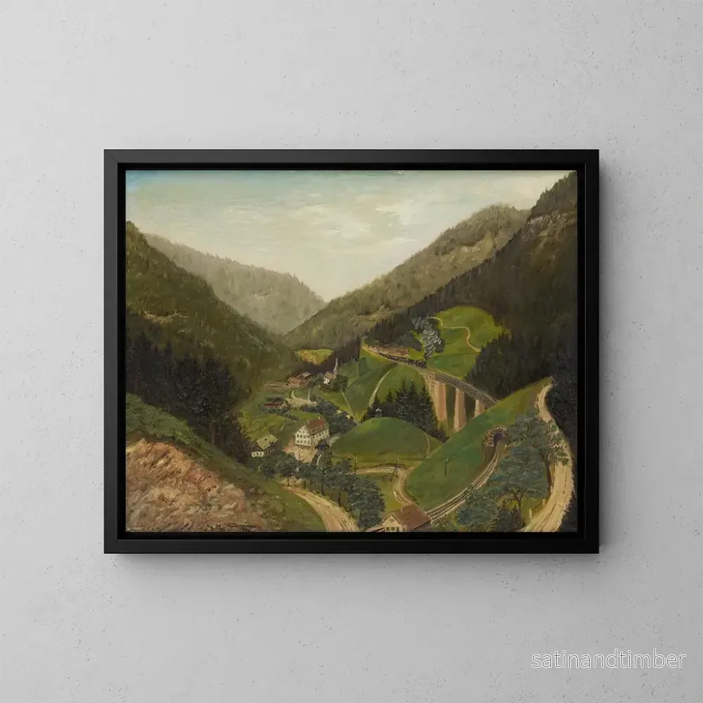 Reproduktion av målningen Le chemin de fer de Hllental près du pont de Ravenna - Georg Michael Zimmermann