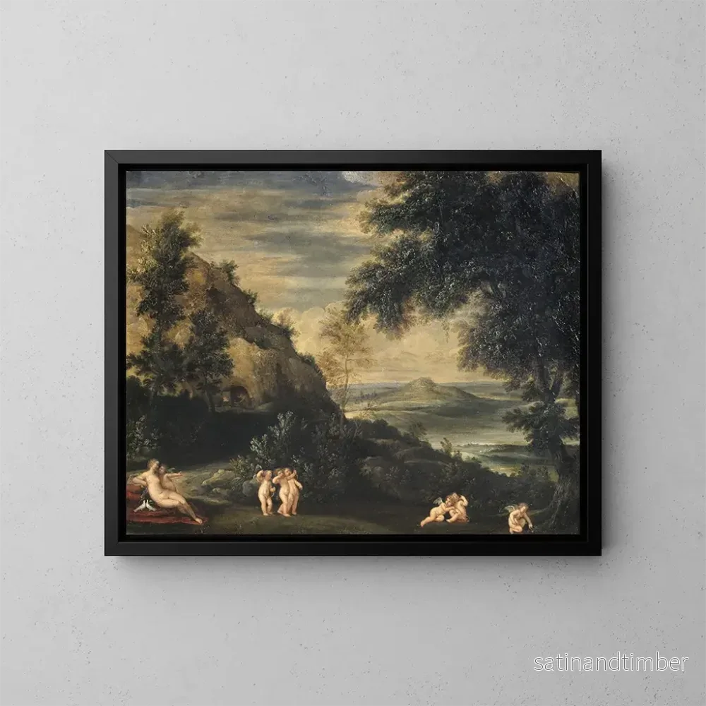 Reproduktion av målningen Landskap med Venus och Cupido - Francesco Albani