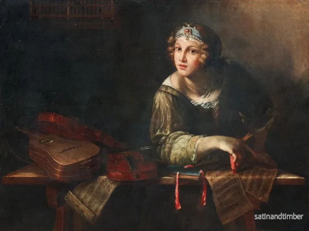 Reproduktion av målningen allmänbildande med musikinstrument och noter - Girolamo Scaglia - Bild 2