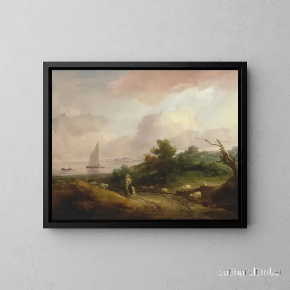 Reproduktion av målningen Landskapslandskap med en herde och hans hjord - Thomas Gainsborough