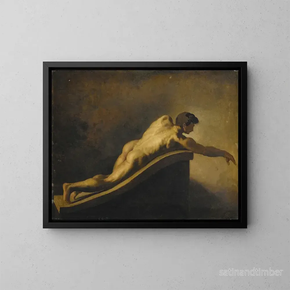 Reproduktion av målningen av en liggande man - Théodore Géricault