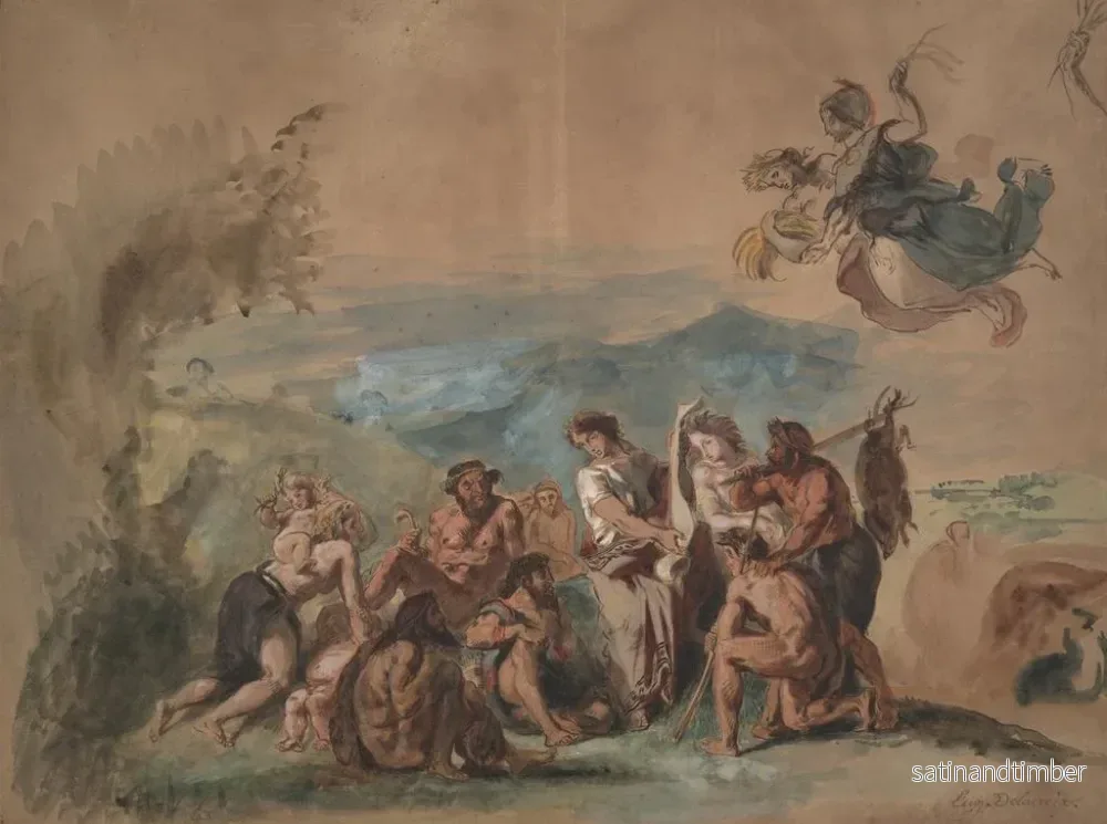Reproduktion av målningen Orfeus som bringar civilisation till de barbari förfäderna hos grekerna - Eugène Delacroix - Bild 2