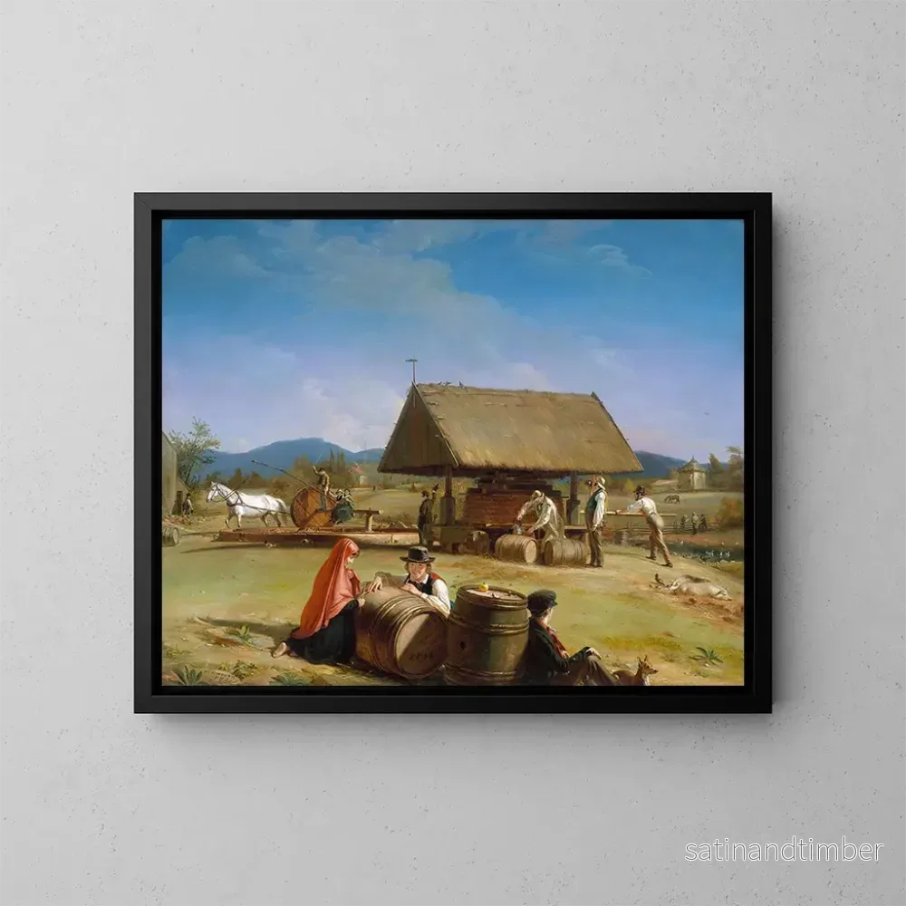Reproduktion av målningen La fabrication du cidre - William Sidney Mount