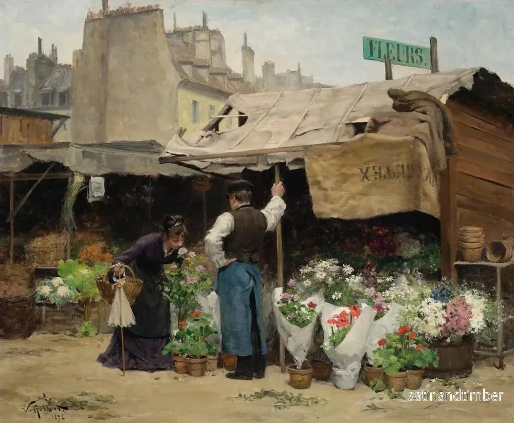 Reproduktion av målningen vid blomstermarknaden - Victor Gabriel Gilbert - Bild 2