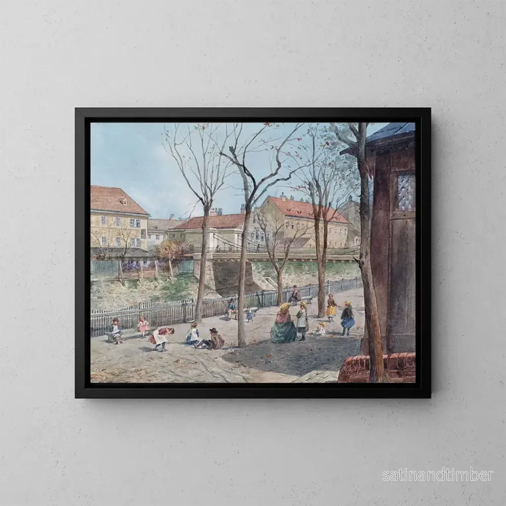 Reproduktion av målningen Le pont enchaîné sur le fleuve Vienne – Ferdinand Weckbrodt Reproduktion av målningen Le pont enchaîné sur le fleuve Vienne – Ferdinand Weckbrodt