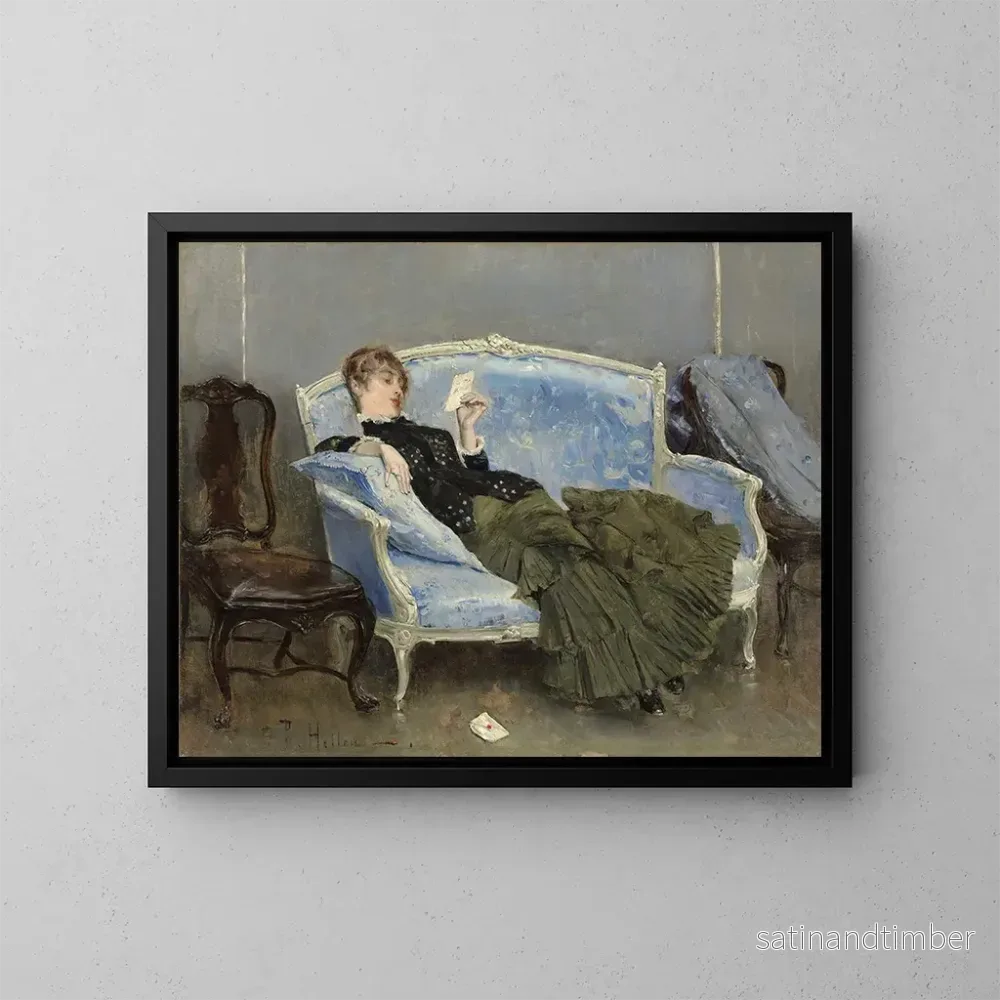 Reproduktion av målningen La Lettre - Paul César Helleu
