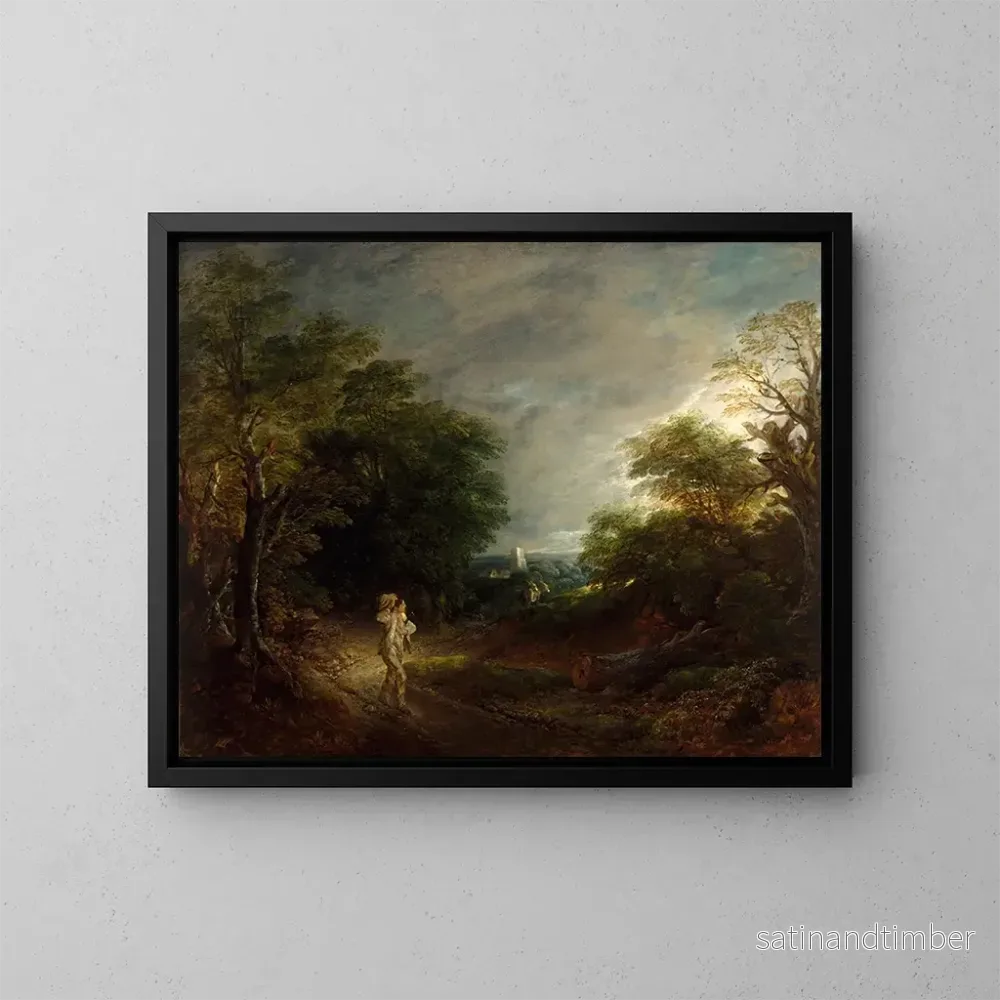 Reproduktion av målningen Landskap med skog och en skogshuggare – Thomas Gainsborough Reproduktion av målningen Landskap med skog och en skogshuggare – Thomas Gainsborough