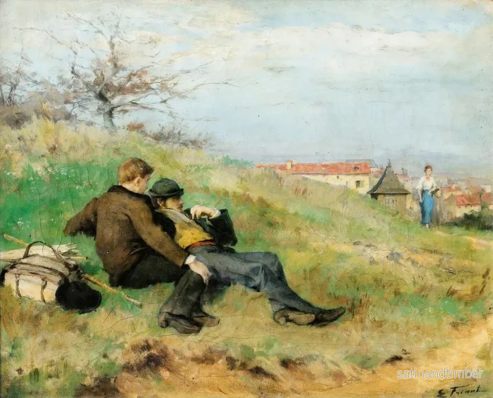 Reproduktion av målningen Mathias Schif och Camille Martin sittande på landet - Émile Friant - Bild 2