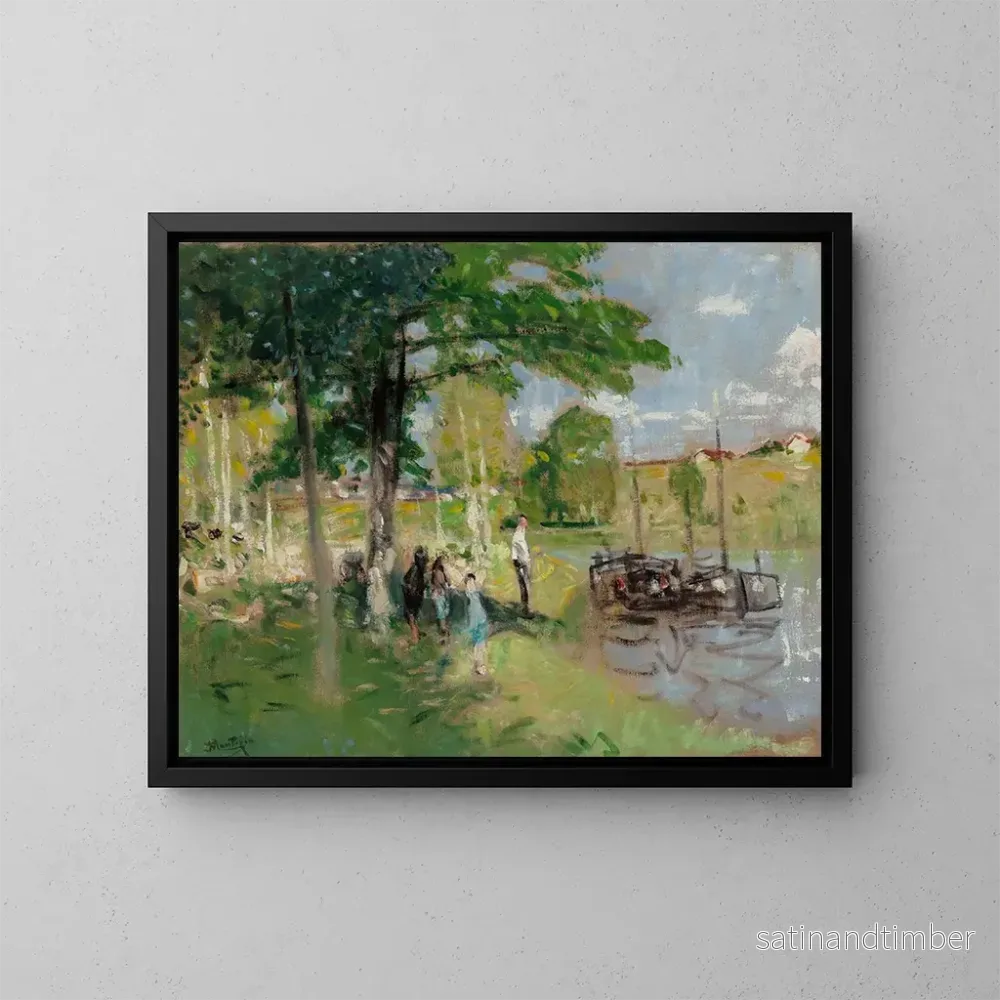 Reproduktion av målningen Péniches à Saint-Mammes - Pierre-Eugène Montzin