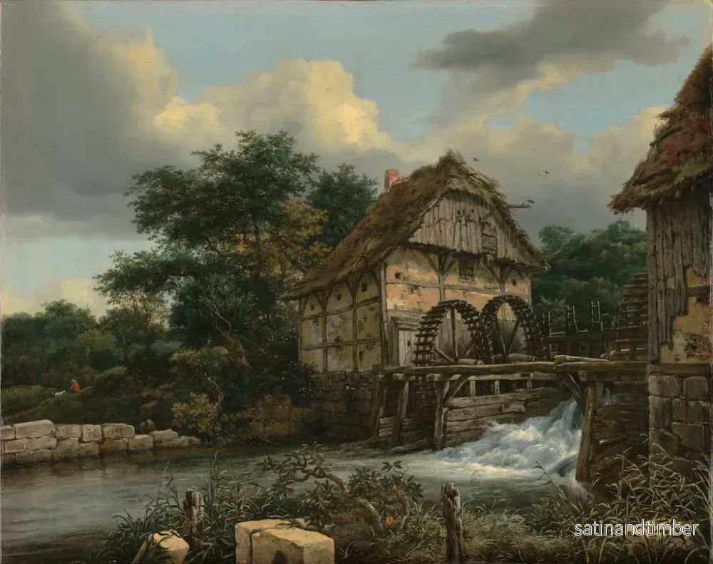 Reproduktion av målningen av två vattenhjul och en öppen sluss - Jacob van Ruisdael - Bild 2