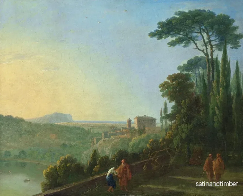 Reproduktion av målningen Lac Nemi och Genzano från terrassen vid Capucinerklostret - Richard Wilson - Bild 2