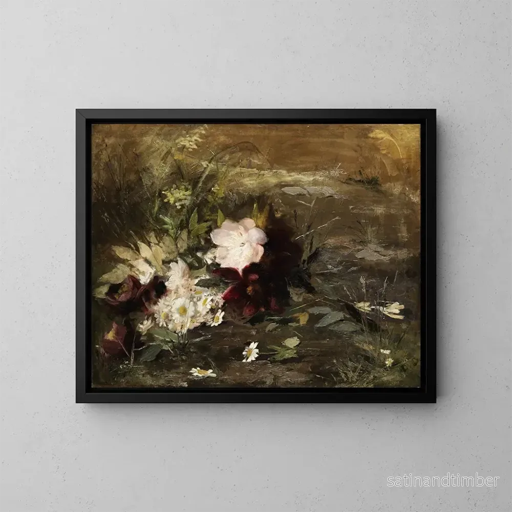 Reproduktion av målningen Nénuphars, fleurs et marguerites sur le quai - Gerardine van de Sande Bakhuyzen