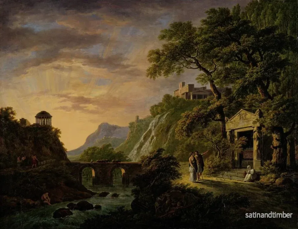 Reproduktion av målningen landskapsbild med arkadisk scen och solnedgång - Daniël Dupré - Bild 2