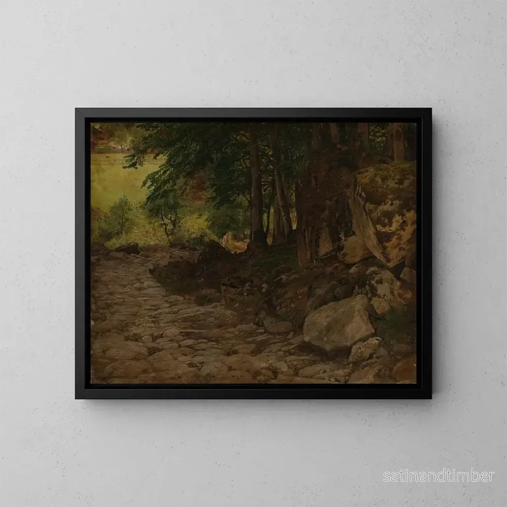 Reproduktion av målningen av schweiziska bergsväg - Johann Wilhelm Schirmer