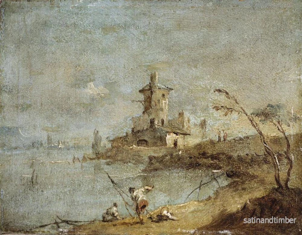 Reproduktion av målningen Caprice rustique med torn vid vattnet - Francesco Guardi - Bild 2