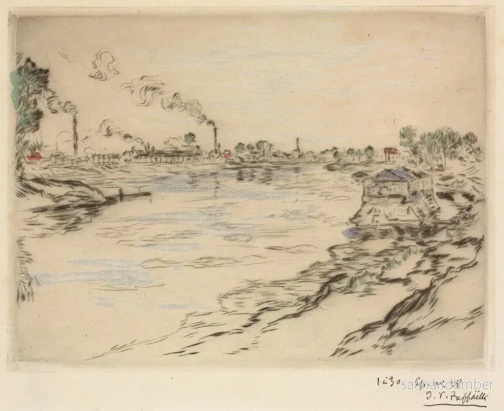 Reproduktion av målningen La Seine à Asnières - Jean François Raffaëlli - Bild 2