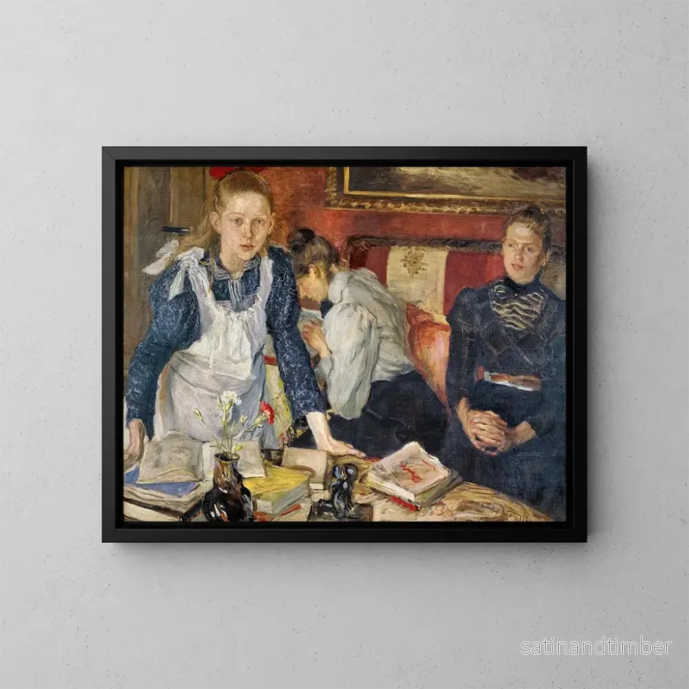 Reproduktion av målningen La leçon - Fritz von Uhde