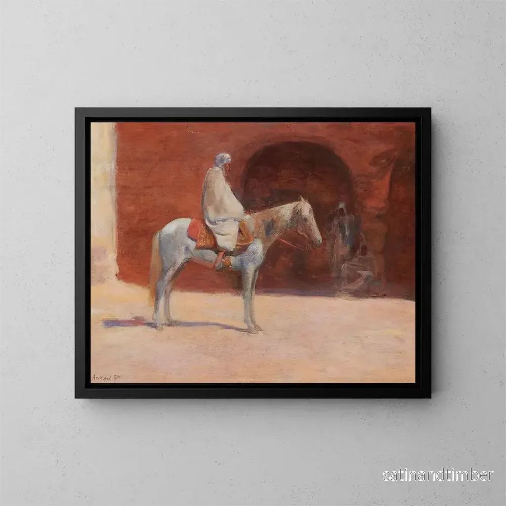 Reproduktion av målningen Cavalier blanc - Louis Ferdinand Antoni