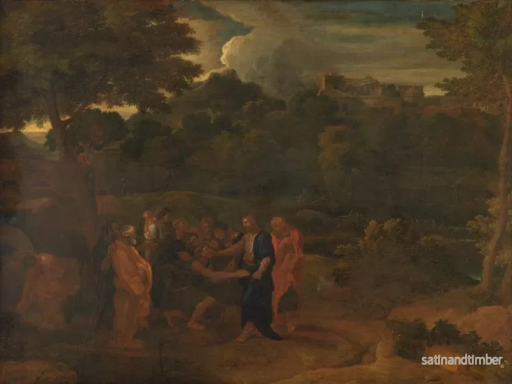 Reproduktion av målningen La guérison des deux aveugles à Jéricho - Nicolas Poussin - Bild 2