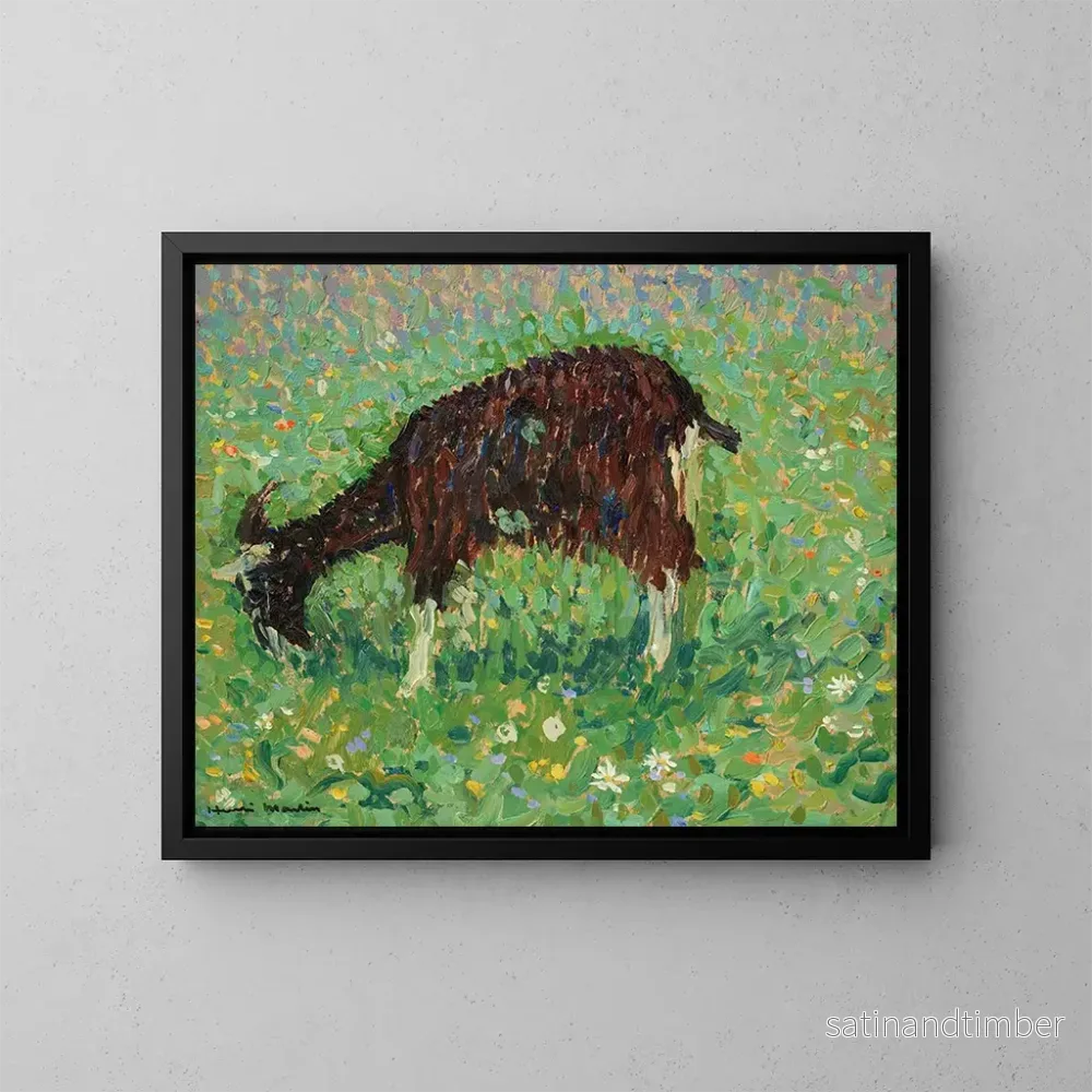 Reproduktion av målningen Get i ett blomsterfält - Henri Martin