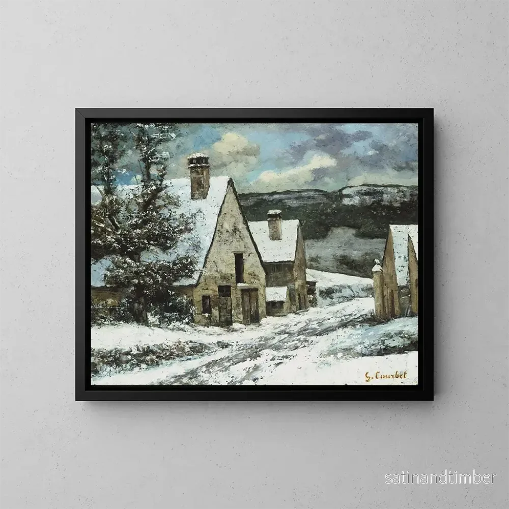 Reproduktion av målningen av bybord i vinterlandskap - Gustave Courbet