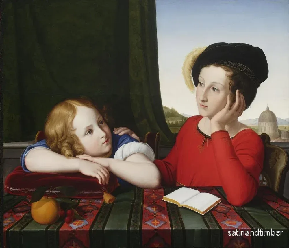 Reproduktion av målningen Porträtt av barndomen av Wieczysław Potocki och Konstanty Potocki - Friedrich Wilhelm Schadow - Bild 2