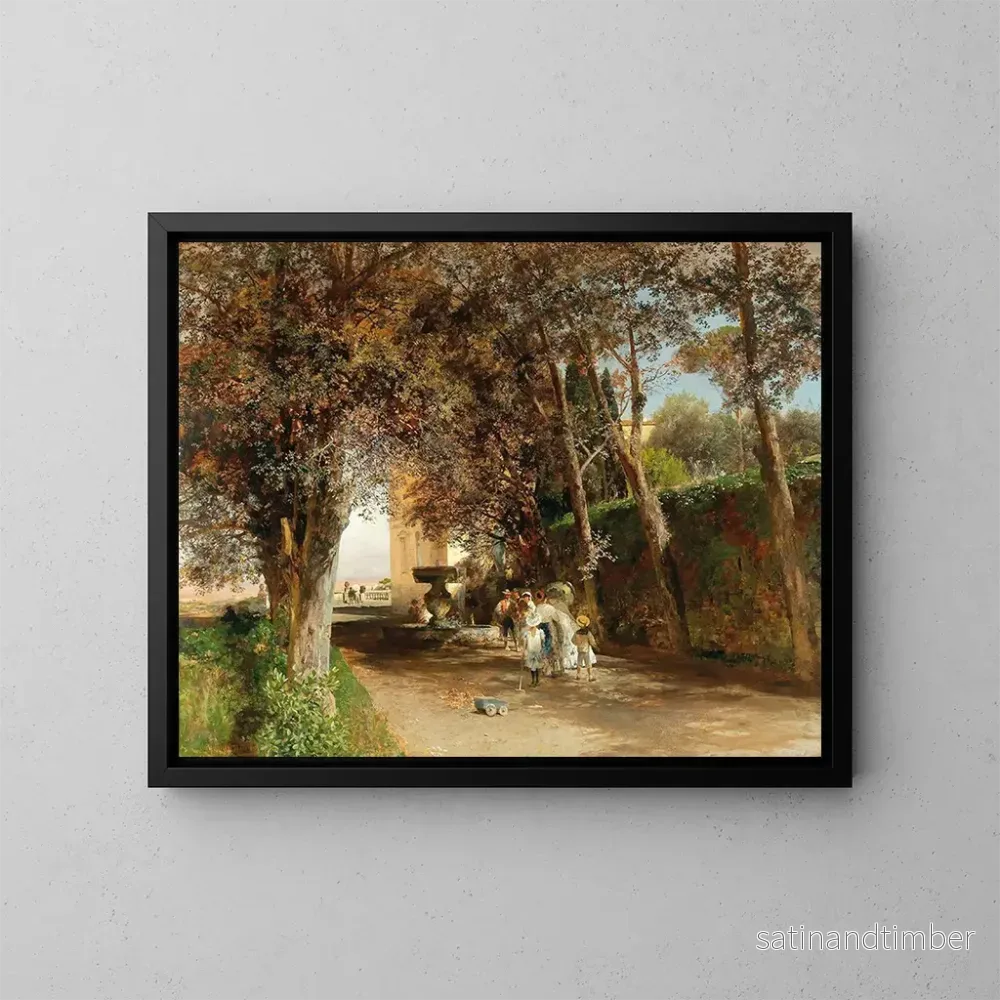 Reproduktion av målningen Eftermiddag i Villa Torlonia-parken i Frascati - Oswald Achenbach
