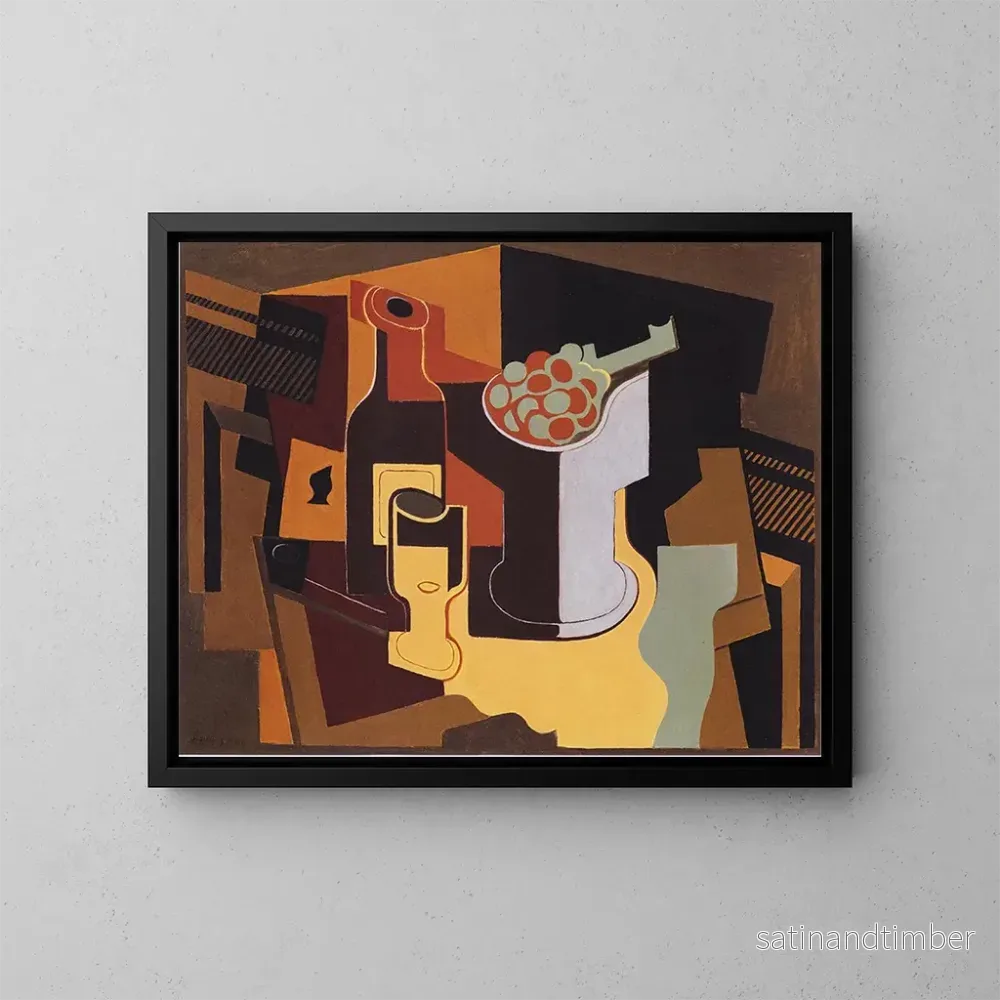 Reproduktion av målningen Bouteille et bol de fruits - Juan Gris
