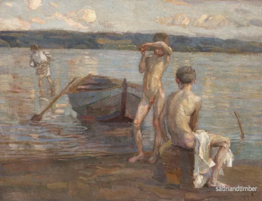 Reproduktion av målningen av pojkar som simmar vid sjökanten - Christian Landenberger - Bild 2
