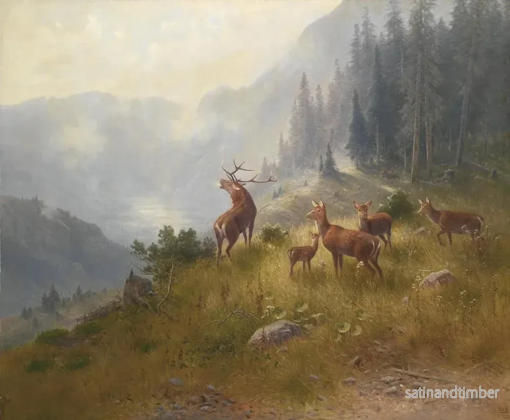 Reproduktion av målningen Hjortar i de höga bergen - Ludwig Sckell - Bild 2